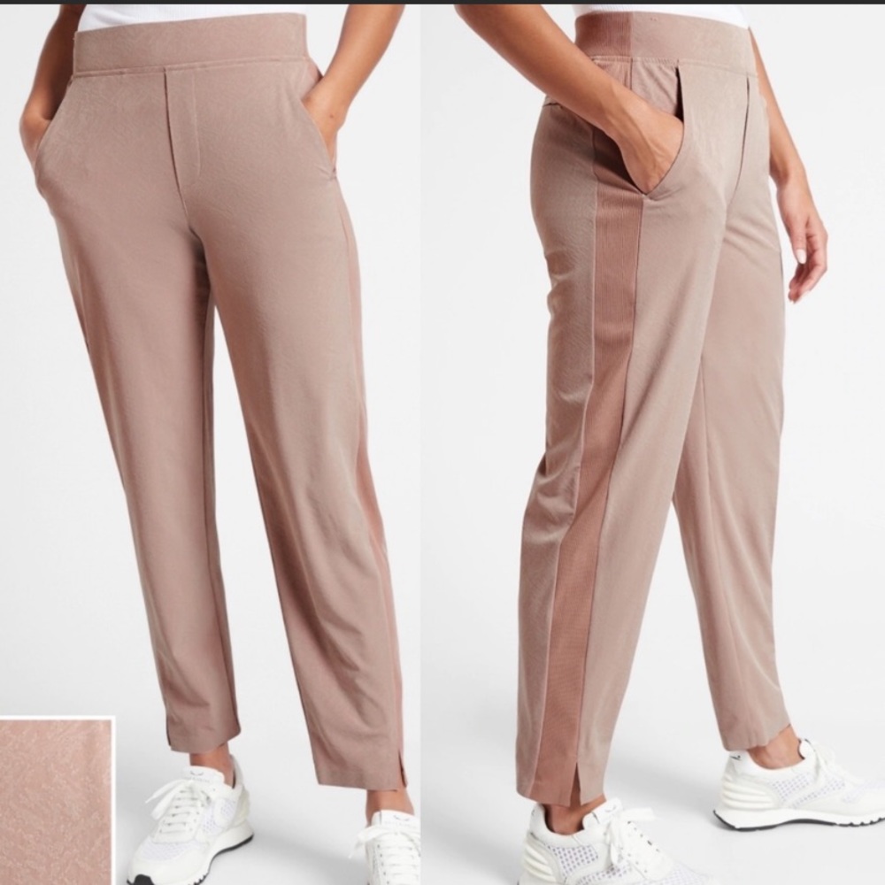 ATHLETA NWOT Brooklyn Textured ankle pants, mocha, size 16